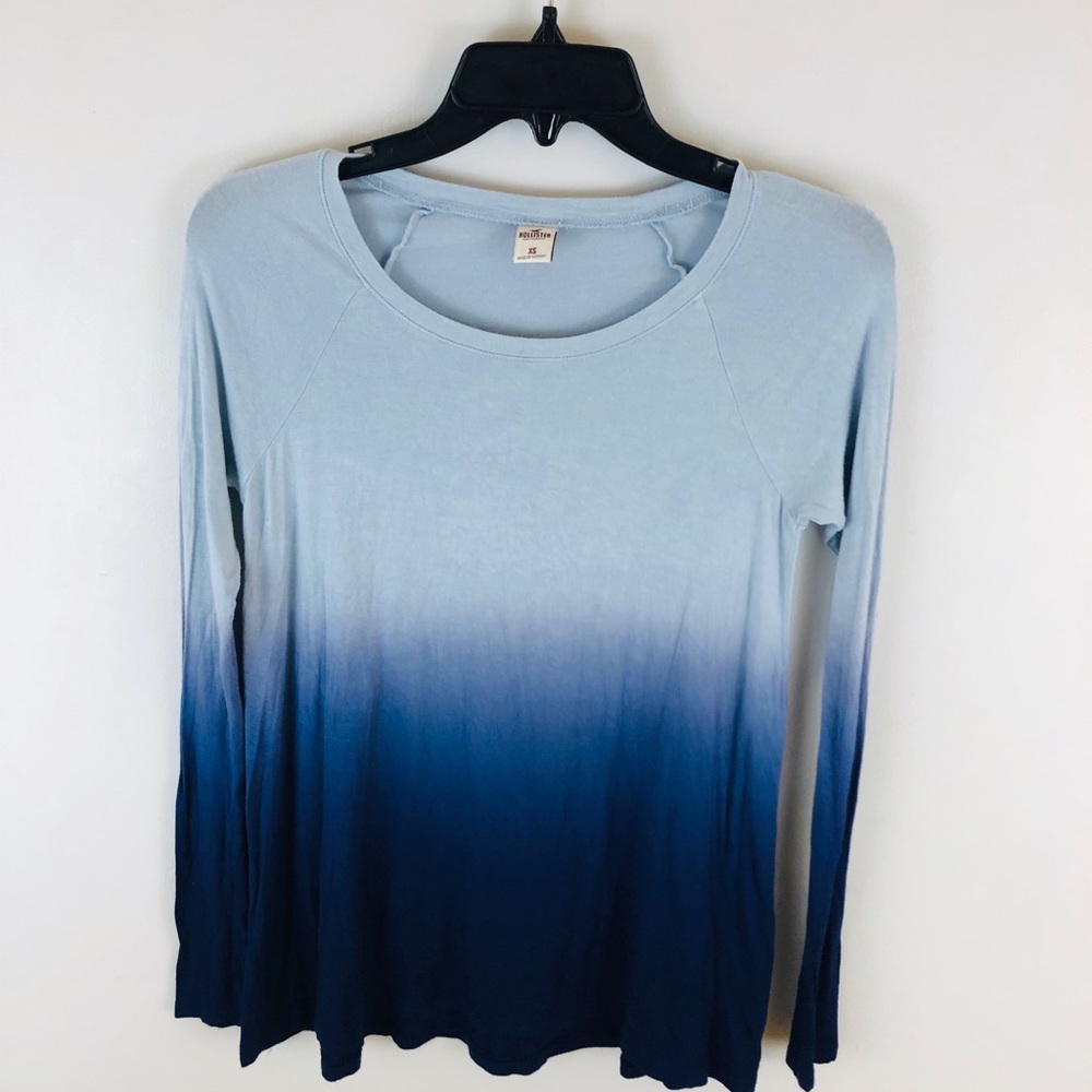 Hollister Light Blue & Dark Blue Long Sleeve Shirt
